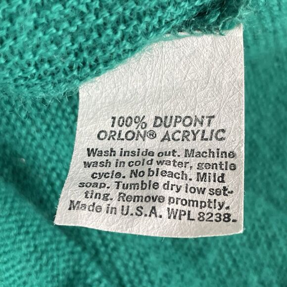 Jeff Links Cardigan Sweater Men's L Green Vintage 1970s USA Classic Grandpacore - Picture 6 of 12